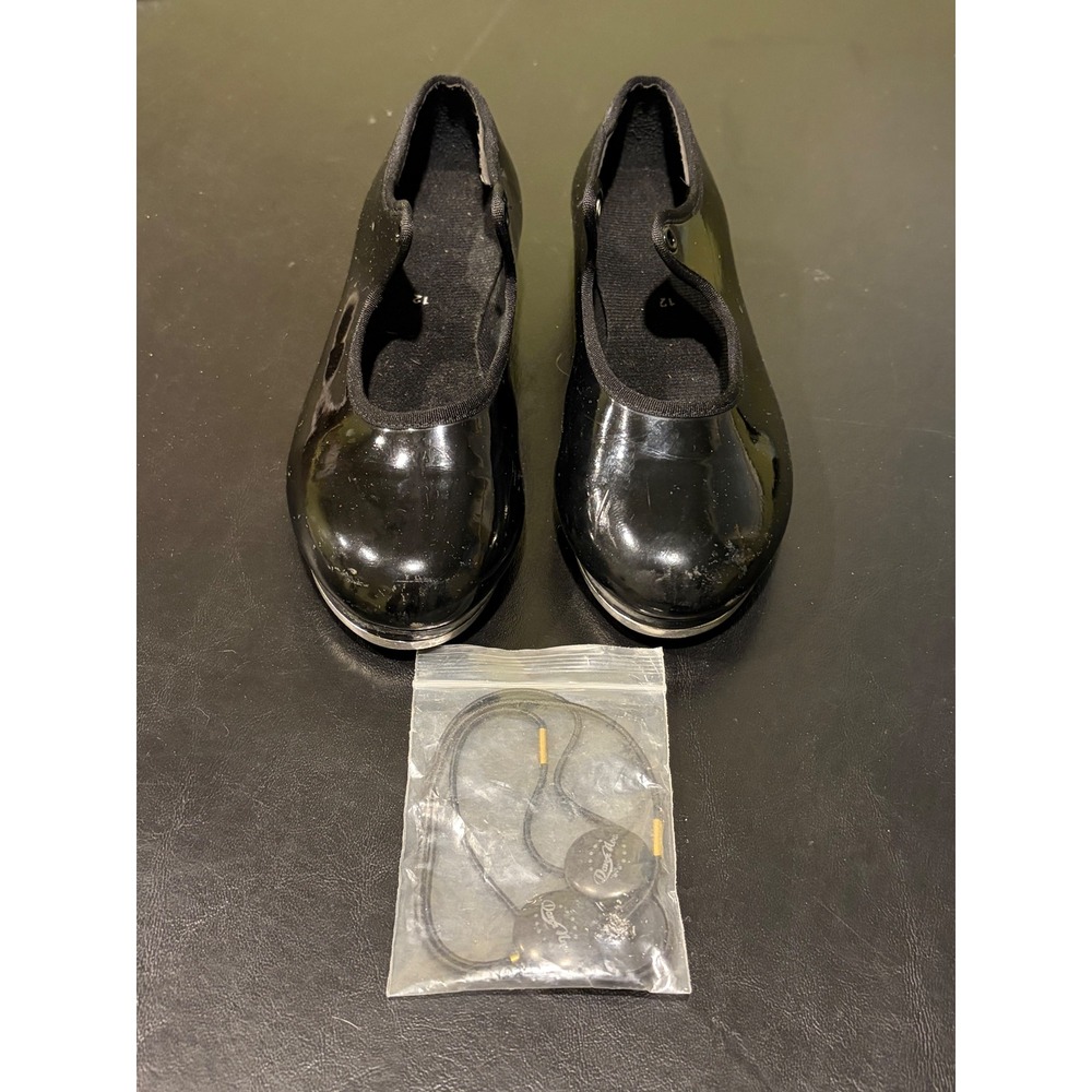 Bloch Techno Tap Shoes Kids Size 12M Black Patent Dance Shoes with Tap Ties